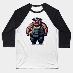 8-Bit Pig Video Game Character Baseball T-Shirt